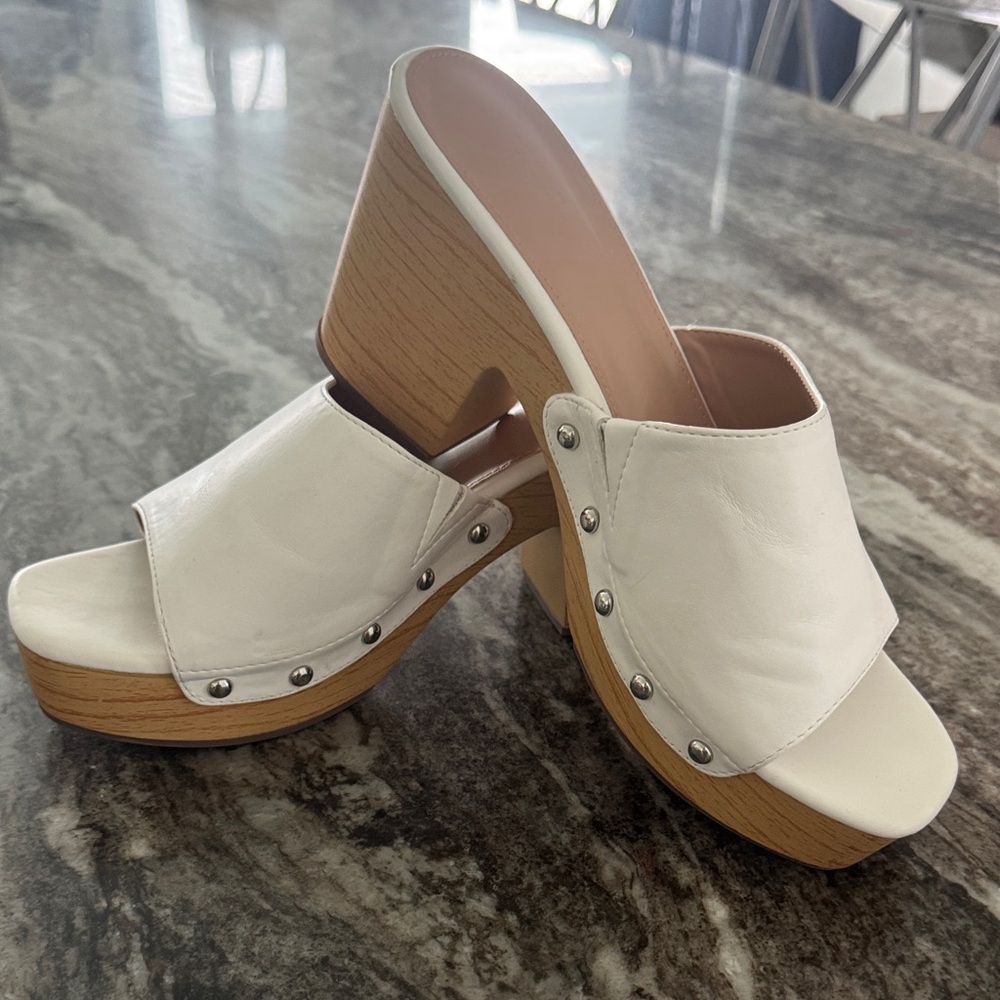 Forever21 Stylish White Platform Mules,Sz 8.5